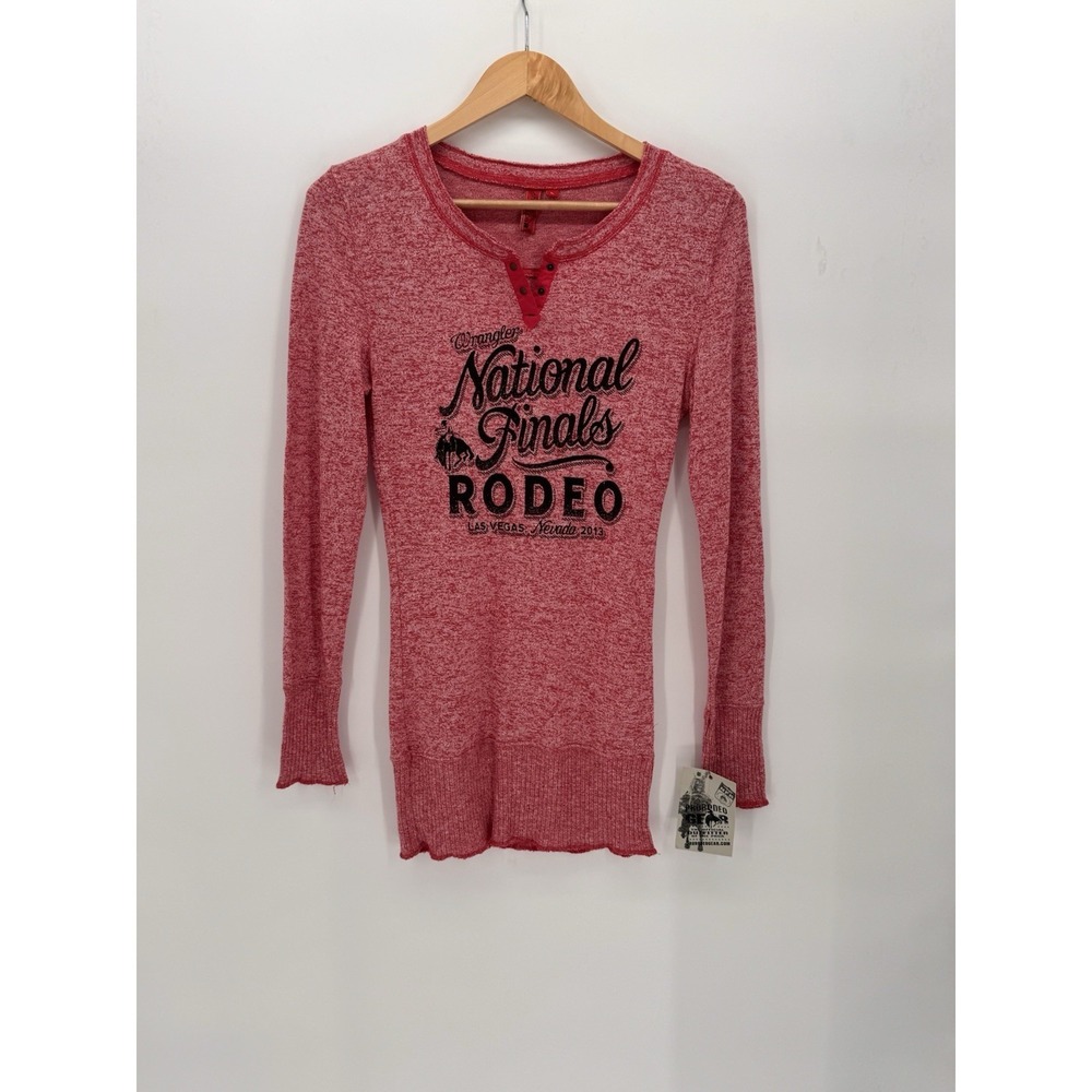 New Pro Rodeo Gear Women's Long Sleeve Shirt Red Waffle L National Finals 2013